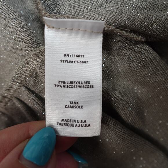 Anthropologie Top Womens Extra Large Amadi Tank Shimmer Metallic - Picture 4 of 10